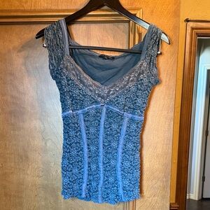 Ann Ferriday Blue Lace Top